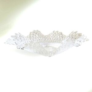 Indiana Glass Vintage 1940s Diamond Candy Dish Bowl Ruffled Edge Made in USA